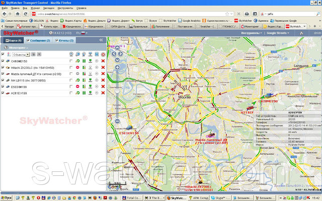 Мониторинг транспорта - пробки на карте